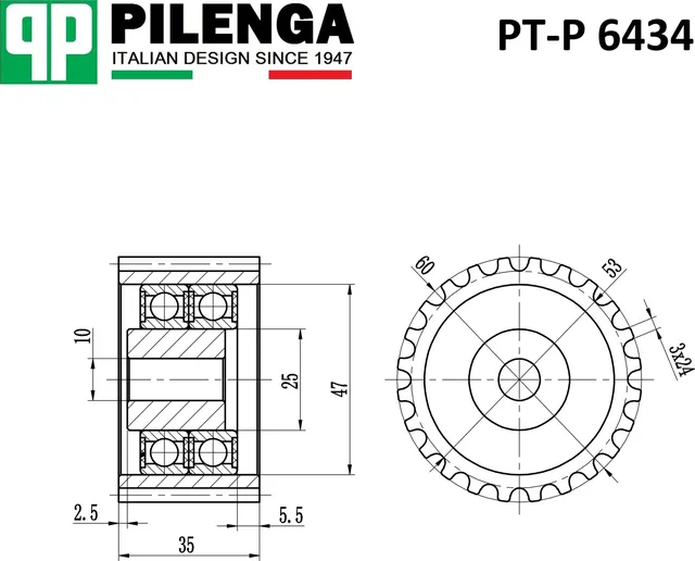 PILENGA Ролик натяжителя ремня  SUBARU FORESTER  IMPREZA  LEGACY  OUTBACK Pilenga. Артикул pt-p6434