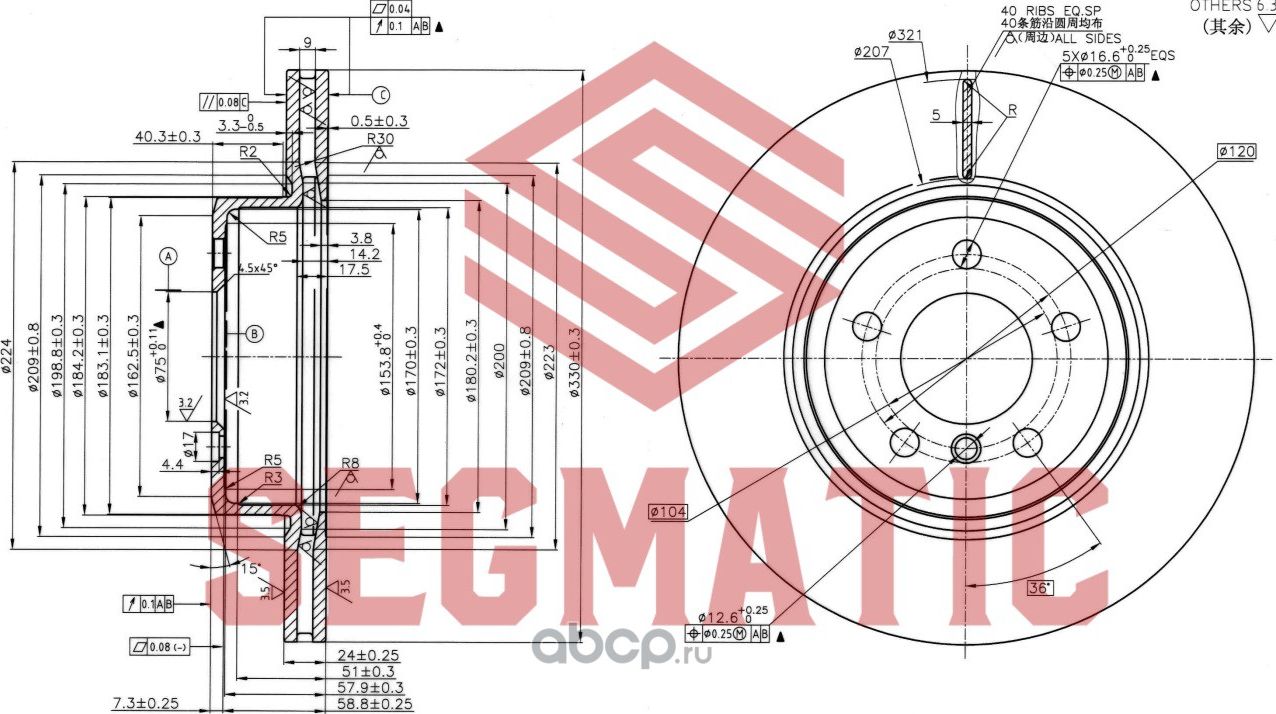 Диск тормозной (Segmatic). Артикул SBD30093217