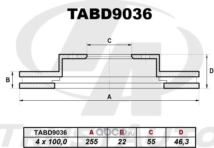 Тормозной диск () (Trustauto). Артикул TABD9036