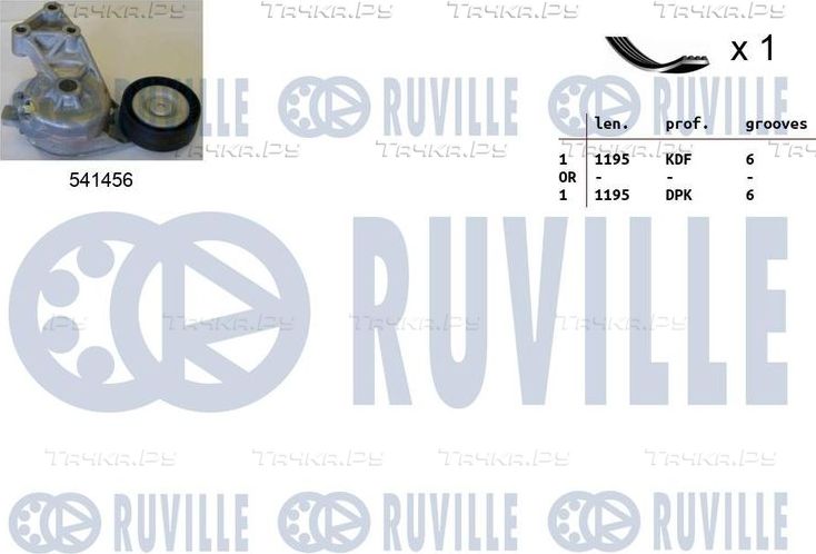 Приводной ремень поликлиновой с роликами (комплект) Ruville для SEAT Toledo II 2000-2006. Артикул 570063