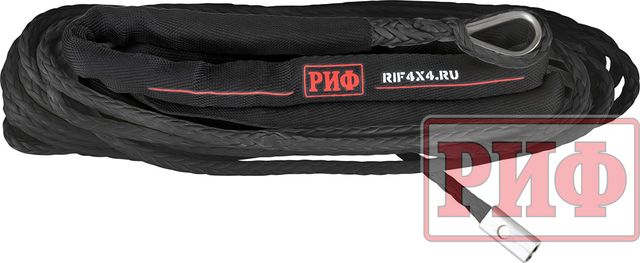 Трос синтетический РИФ для лебёдки 6 мм/15 м, черный (готовый). Артикул SR6BL