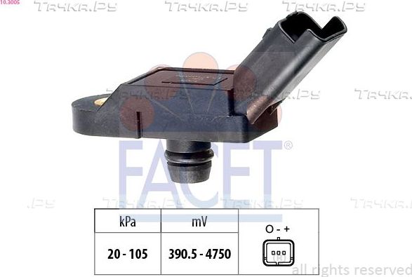 Датчик абсолютного давления (ДАД, MAP) Facet Made in Italy - OE Equivalent для Citroen XM II 1994-2000. Артикул 10.3005