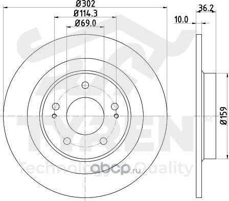 Тормозной диск (Tyren). Артикул TYR1112821