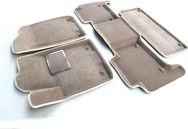 Коврики текстильные Euromat 3D Lux для салона (3 ряда) Infiniti QX80 2015-2024 Бежевые. Артикул EM3D-002813T