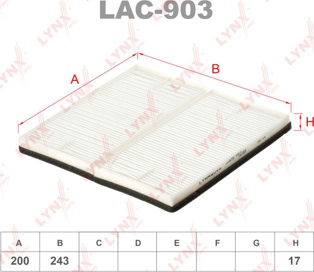 Салонный фильтр LYNXauto для Suzuki Ignis II (HR) 2003-2008. Артикул LAC-903