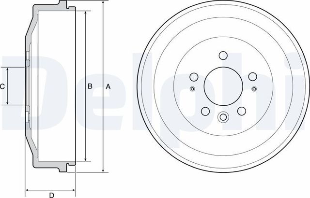 Тормозной барабан Delphi задний для Volkswagen Amarok I 2010-2026. Артикул BF558