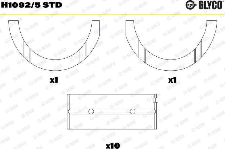 Вкладыши коренные Glyco для Jeep Renegade I 2014-2026. Артикул H1092/5 STD