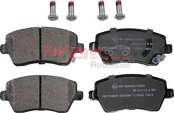 Тормозные колодки Metzger. Артикул 1170243