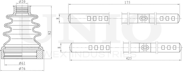 Пыльник ШРУС, комплект (Unio). Артикул DUC-30128K