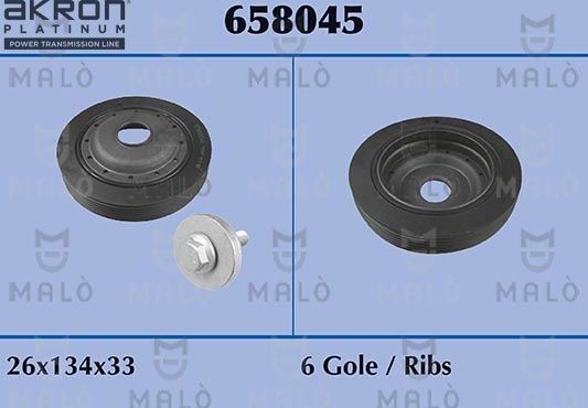 Шкив коленвала Malo. Артикул 658045