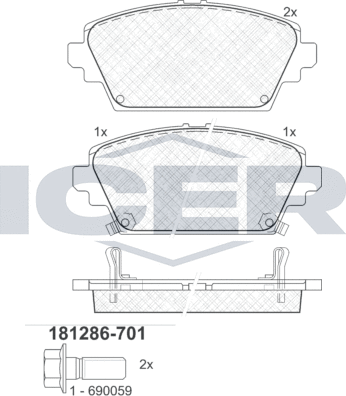 Тормозные колодки Icer. Артикул 181286-701