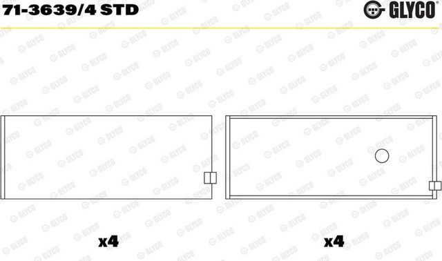 Вкладыши шатунные Glyco для Daewoo Espero 1993-1999. Артикул 71-3639/4 STD