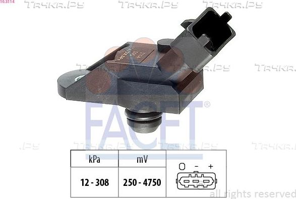 Датчик абсолютного давления (ДАД, MAP) Facet Made in Italy - OE Equivalent для Opel Astra G 1999-2005. Артикул 10.3114