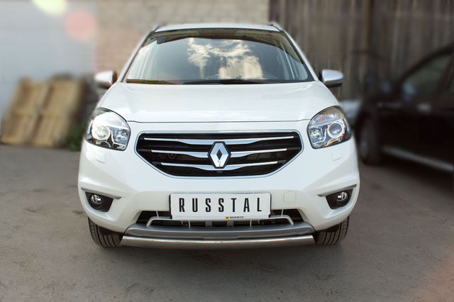 Защита RusStal переднего бампера d75х42 овал для Renault Koleos 2012-2026. Артикул RKZ-000582