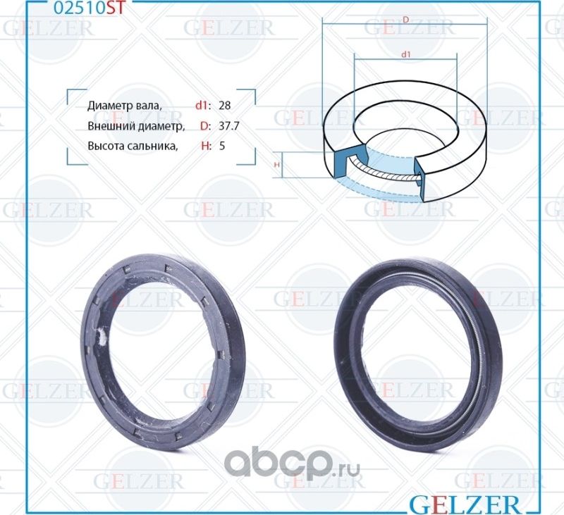 02510ST Сальник рулевого механизма 28x37.7x5 (Gelzer). Артикул 02510ST