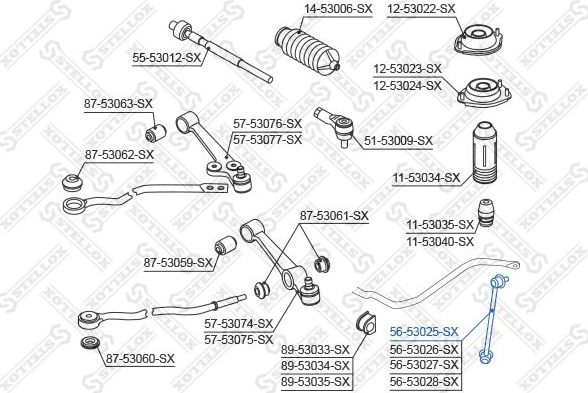 Стойка (тяга) стабилизатора Stellox. Артикул 56-53025-SX