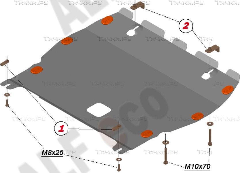 Защита алюминиевая Alfeco для картера и КПП Nissan Juke Nismo 2013-2026. Артикул ALF.15.44al
