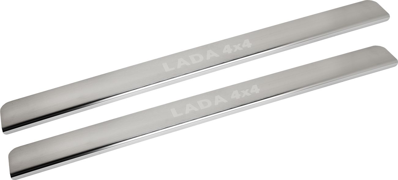 Накладки Arbori на пороги сатинированные с логотипом для Lada ВАЗ 4х4 2131 1993-2026. Артикул ARBORI5218DS01S