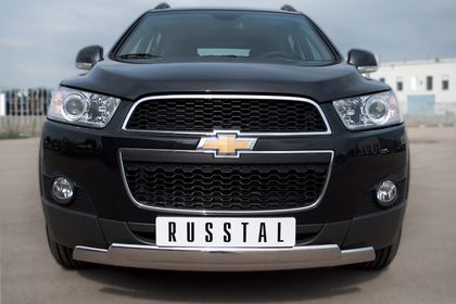 Защита RusStal переднего бампера 75х42/75х42 овалы для Chevrolet Captiva 2012-2013. Артикул CHCZ-000827