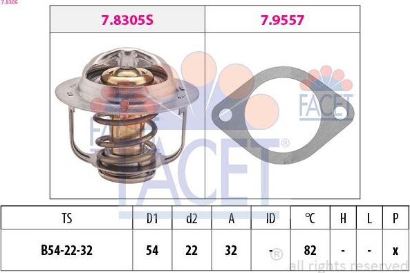 Термостат Facet Made in Italy - OE Equivalent. Артикул 7.8305