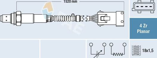 Лямбда-зонд (кислородный датчик) FAE для Peugeot 806 I 1998-2000. Артикул 77242