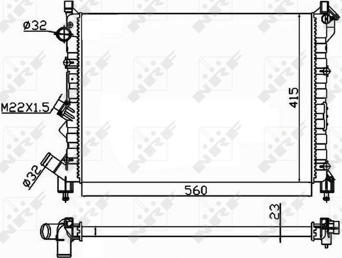 Радиатор охлаждения двигателя NRF (алюминий). Артикул 58943A
