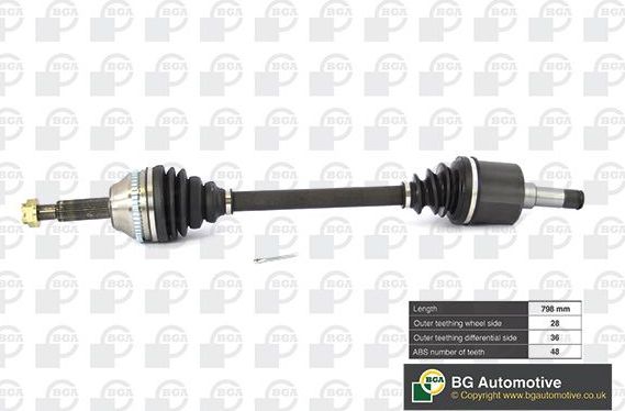 Полуось (привод в сборе, приводной вал) BGA. Артикул DS2351LA