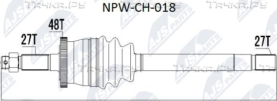 Полуось (привод в сборе, приводной вал) NTY. Артикул NPW-CH-018