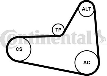 Приводной ремень поликлиновой с роликами (комплект) ContiTech для Audi S3 II (8P) 2006-2013. Артикул 6PK1054K1