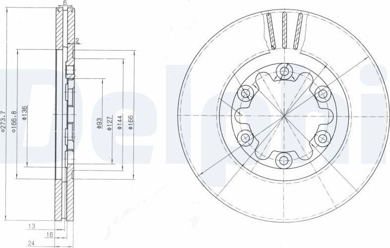 Тормозной диск Delphi. Артикул BG3809