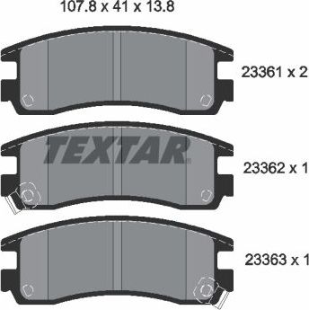 Тормозные колодки Textar задние для Oldsmobile Alero 2001-2004. Артикул 2336101