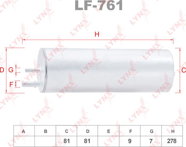 Топливный фильтр LYNXauto. Артикул LF-761