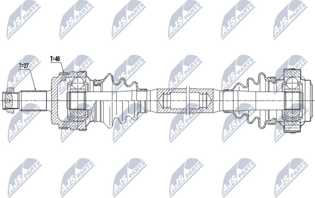 Полуось (привод в сборе, приводной вал) NTY задняя левая для BMW 3 V (E90/E91/E92/E93) 2004-2013. Артикул NPW-BM-036