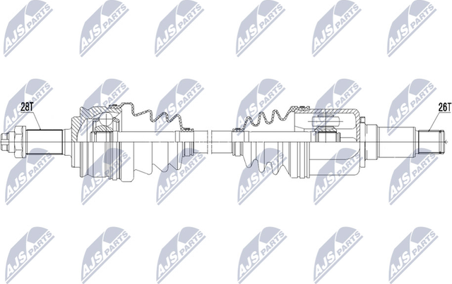 Полуось (привод в сборе, приводной вал) NTY передняя левая для Suzuki Grand Vitara III 2005-2015. Артикул NPW-SU-021