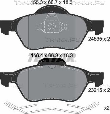 Тормозные колодки Textar Q+ передние для Renault Megane II 2003-2010. Артикул 2453501