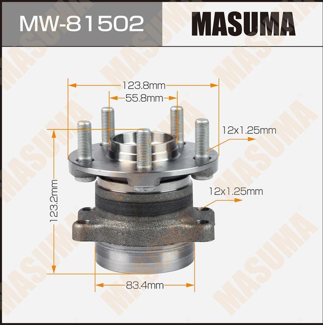 Ступичный подшипник (комплект) Masuma задний для Subaru Impreza IV 2012-2016. Артикул MW-81502