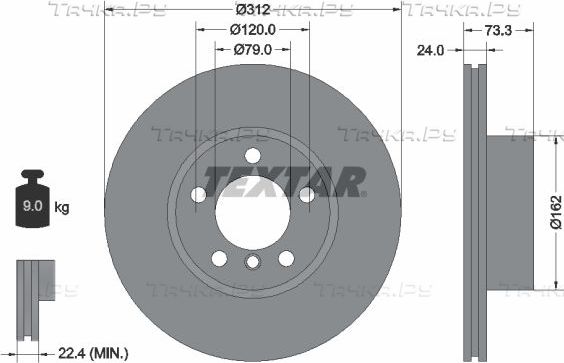 Тормозной диск Textar Pro+ передний для BMW 1 III (F40) 2011-2026. Артикул 92261805