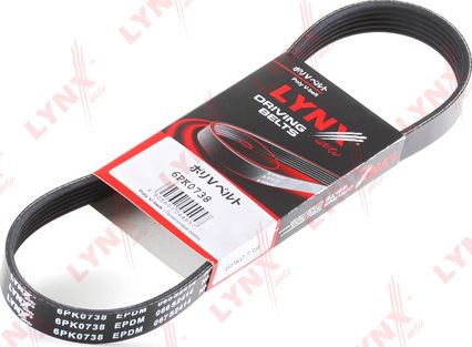 Приводной ремень поликлиновой LYNXauto для Volkswagen Golf Plus I 2005-2013. Артикул 6PK0738