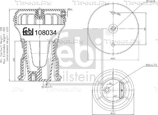 Пневмоподушка (пневморессора) Febi Bilstein задняя для IVECO Daily V 2011-2014. Артикул 108034