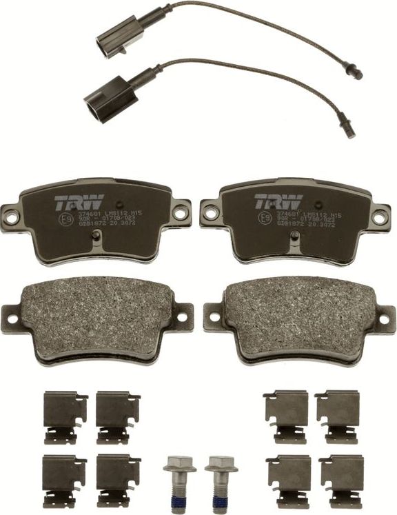 Тормозные колодки TRW задние для Fiat Punto III Punto Evo 2009-2012. Артикул GDB1872