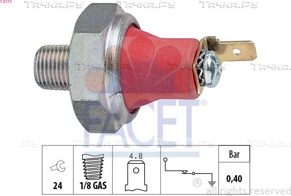 Датчик давления масла Facet Made in Italy - OE Equivalent для Daewoo Kalos 2003-2007. Артикул 7.0173