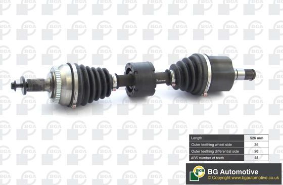 Полуось (привод в сборе, приводной вал) BGA. Артикул DS9707LA