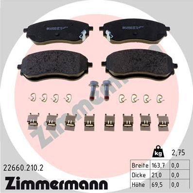 Тормозные колодки Zimmermann. Артикул 22660.210.2