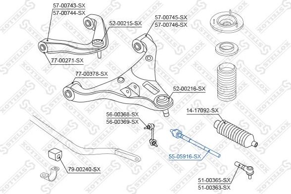 Рулевая тяга продольная Stellox. Артикул 55-05916-SX