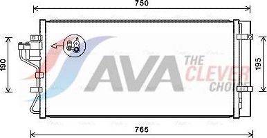 Радиатор кондиционера (конденсатор) AVA (алюминий). Артикул HY5431D