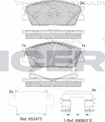 Тормозные колодки Icer передние для Kia Soul III 2019-2026. Артикул 182414