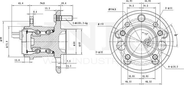 Ступица колеса с интегрированным подшипником (Unio). Артикул HUB-20262