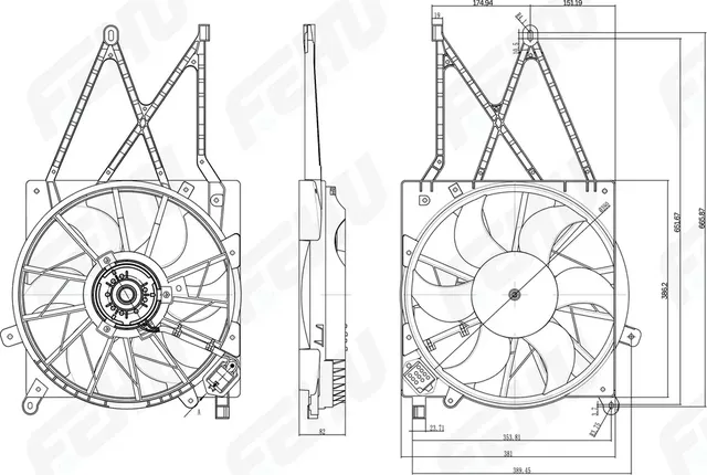 Электровентилятор охлаждения с Кожухом с резистором для Opel Astra H (04-) (Fehu). Артикул ffc1006h