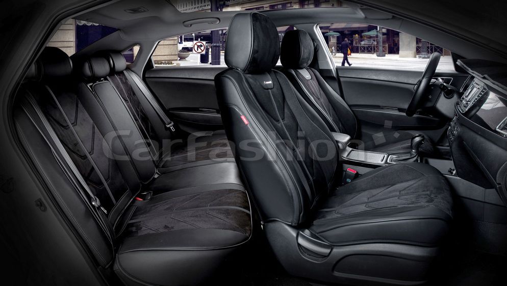 Комплект универсальных каркасных чехлов CarFashion 5D Start Plus на сидения авто, цвет Черный/Черный/Черный. Артикул 22135