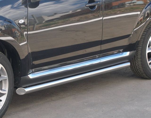 Защита порогов RusStal труба d76 (вариант 1) для Peugeot 4007 2007-2012. Артикул P4T-0003061